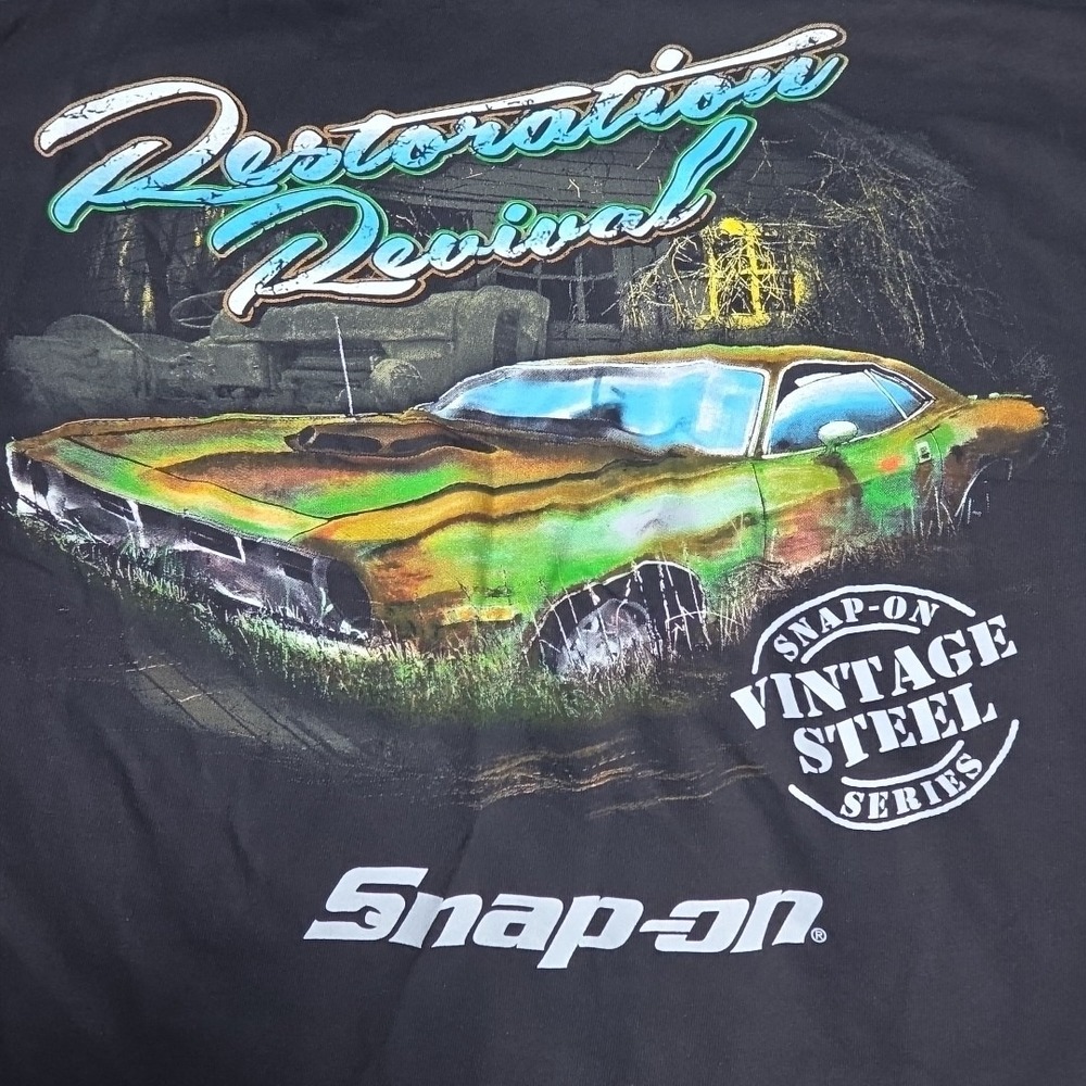 Snap On T Shirt Men's XL Front And Back Silk Screen On Black NWOT Vintage Steel‎